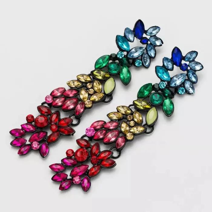 Crystal Flower EarringsLong Drop DangleRhinestone Acrylic Earrings for Women Jewelvers Earrings Crystal Flower EarringsLong Drop DangleRhinestone Acrylic Earrings for Women Jewelvers Earrings