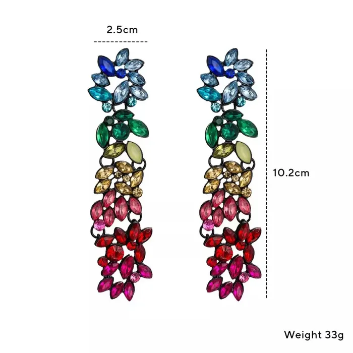 Crystal Flower EarringsLong Drop DangleRhinestone Acrylic Earrings for Women Jewelvers Earrings Crystal Flower EarringsLong Drop DangleRhinestone Acrylic Earrings for Women Jewelvers Earrings