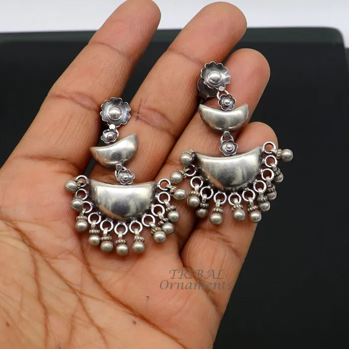 Cultural silver earrings fashionable and versatile floral silver 3 steps drop dangles ethnic pattern made by 925 sterling silver s1114 TRIBAL ORNAMENTS Earrings Cultural silver earrings fashionable and versatile floral silver 3 steps drop dangles ethnic pattern made by 925 sterling silver s1114 TRIBAL ORNAMENTS Earrings