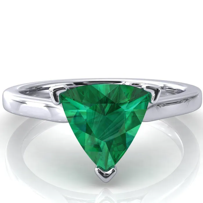 Darci Trillion Emerald 3 Prong Cathedral Solitaire Engagement Ring Fire Brilliance Rings Darci Trillion Emerald 3 Prong Cathedral Solitaire Engagement Ring Fire Brilliance Rings