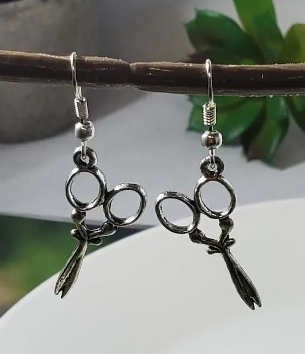 E1703 Silver Scissor Earrings Earrings