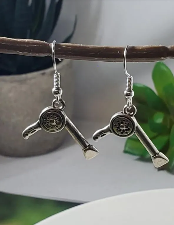 E1705 Silver Hairdryer Earrings Earrings
