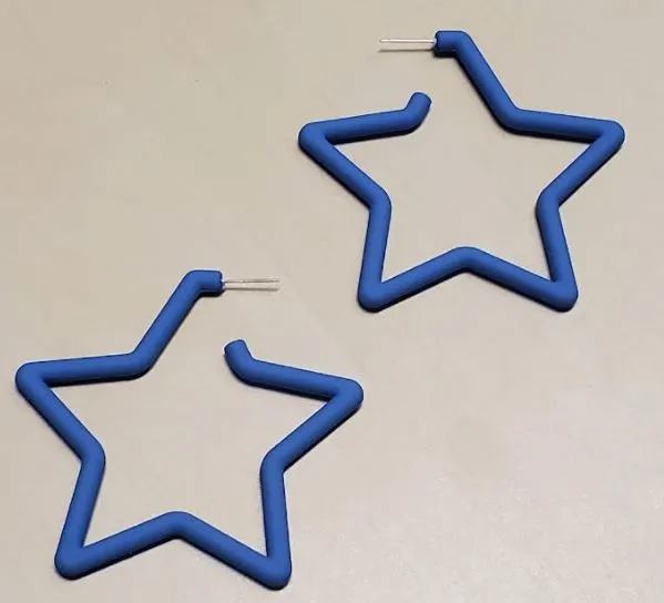 E1847 Periwinkle Blue Star Hoop Earrings POLLY Earrings