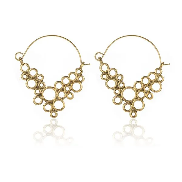Earrings 01 E1472 Gold Multi Circles Openwork Metal Earrings