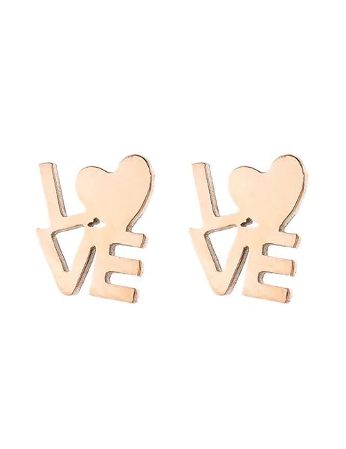 Earrings 02 E589 Small Rose Gold Love Earrings