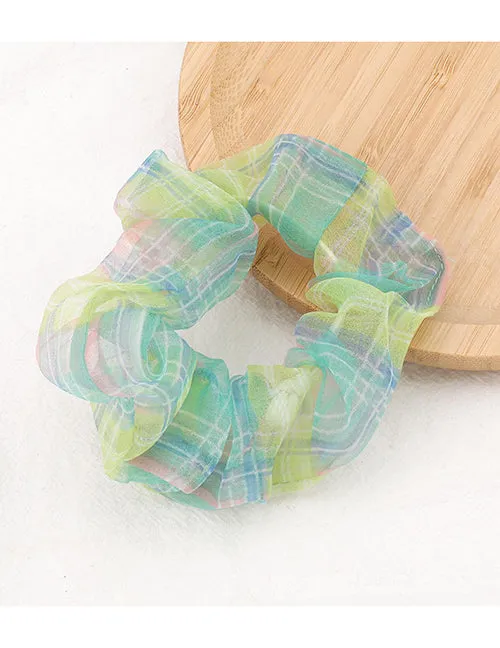 Earrings 02 H122 Pastel Colorful Plaid Print Hair Scrunchie
