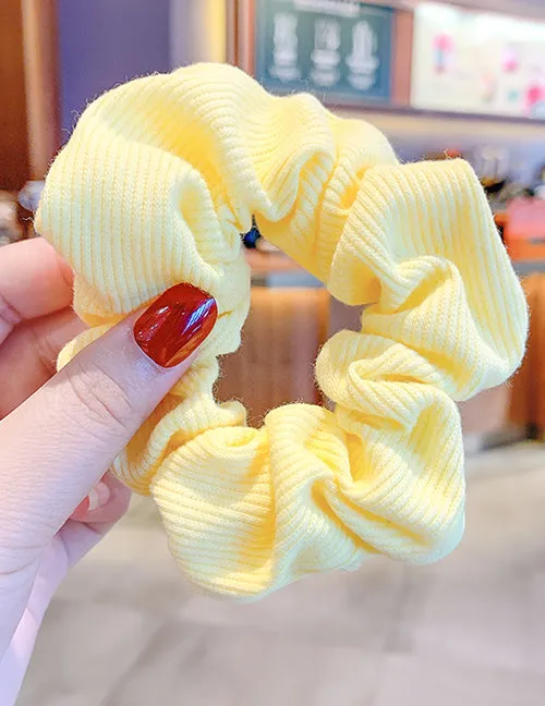 Earrings 02 H463 Yellow Ribbed Hair Scrunchie
