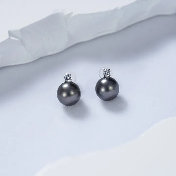 Earrings 18K Gold Tahitian Pearl Earrings KE00168 Pearly Lustre