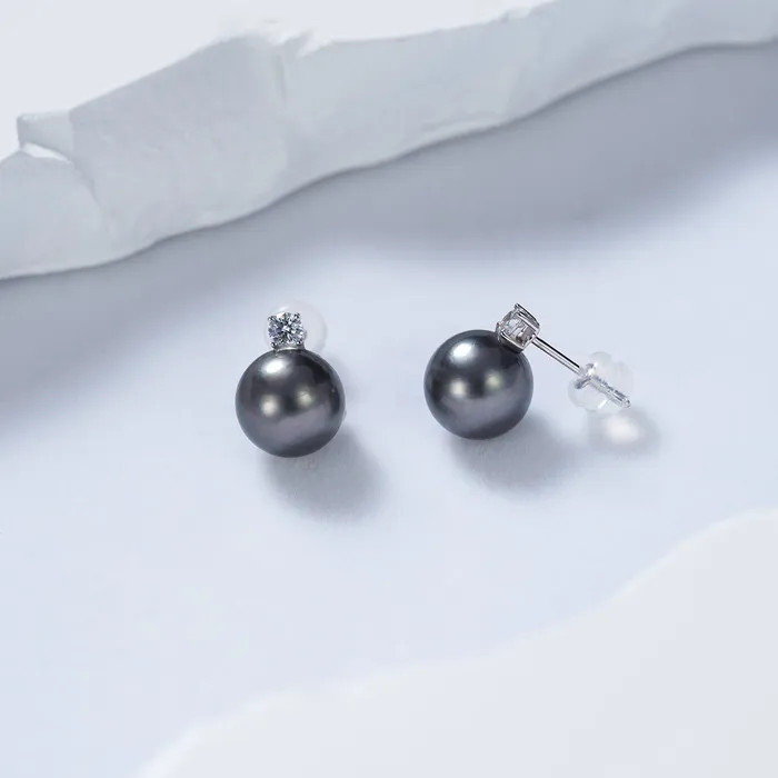 Earrings 18K Gold Tahitian Pearl Earrings KE00168 Pearly Lustre
