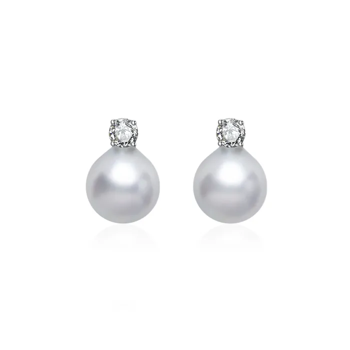Earrings 18K Silver Blue Akoya Pearl Earrings KE00132 Pearly Lustre