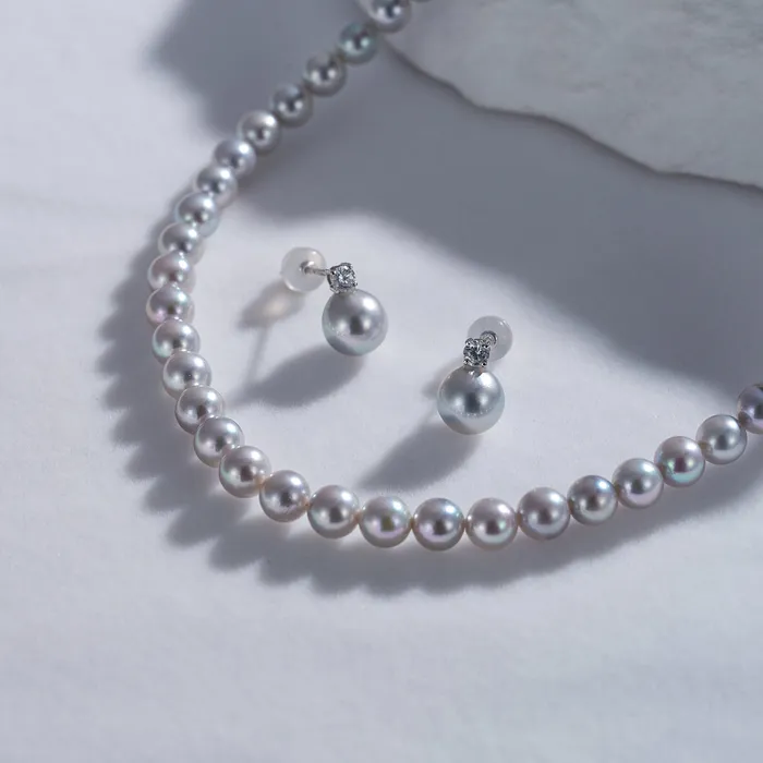 Earrings 18K Silver Blue Akoya Pearl Earrings KE00132 Pearly Lustre