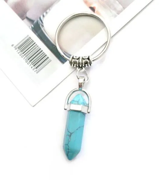 Earrings alice K141 Silver Turquoise Crackle Natural Stone Keychain