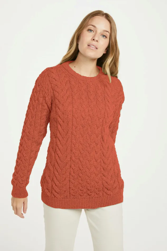 Earrings Aran Crew Neck Sweater Aran Woollen Mills