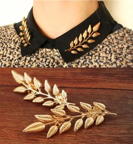Earrings AXZSC JEWLRY ACCESSORIES F59 Gold Leaf Fashion Pin 2 Pieces
