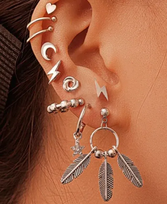 Earrings E1046 Silver Earring Set 10 Piece POLLY