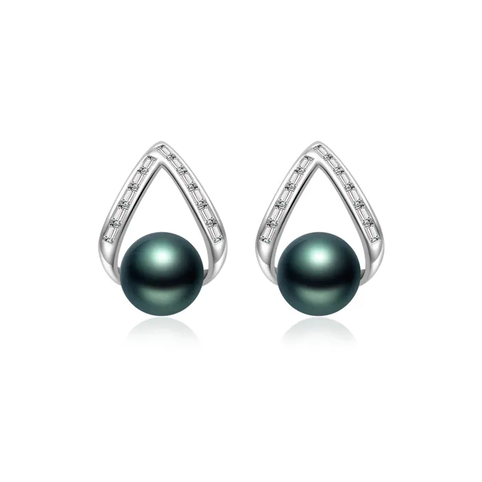 Earrings Elegant Tahitian Pearl Earrings WE00722 Pearly Lustre