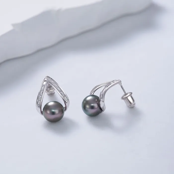 Earrings Elegant Tahitian Pearl Earrings WE00722 Pearly Lustre
