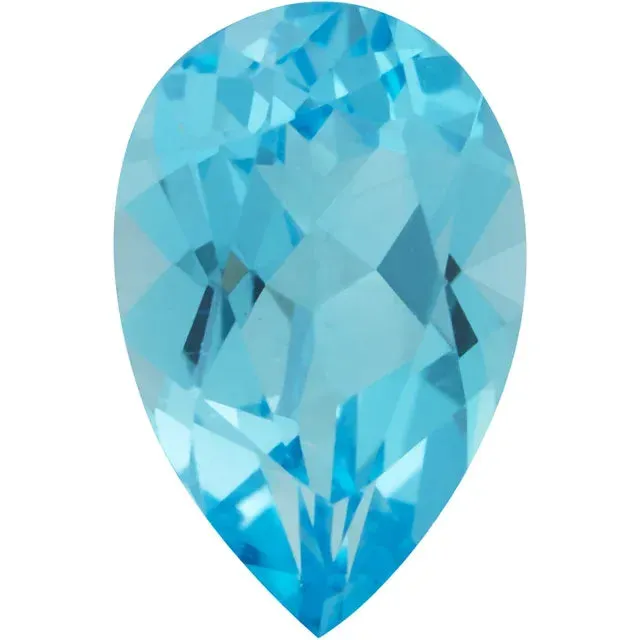 Earrings Fire Brilliance Pear Swiss Blue Topaz Natural Gemstones