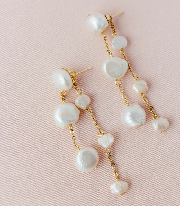 Earrings Guijo Double Drop Pearl Earrings Arete