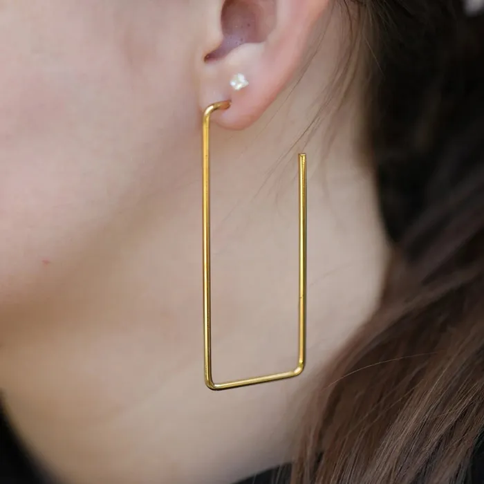 Earrings Jewelvers 18K GoldFilled Extra Large Rectangle Earrings