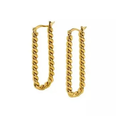 Earrings Jewelvers 18K GoldFilled Rectangle Twist Hoop Earrings