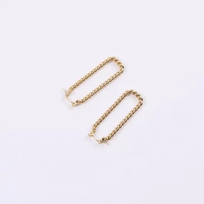 Earrings Jewelvers 18K GoldFilled Rectangle Twist Hoop Earrings Earrings Jewelvers 18K GoldFilled Rectangle Twist Hoop Earrings
