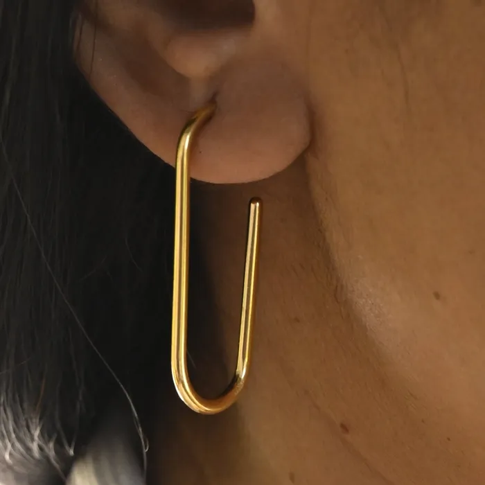 Earrings Jewelvers 18K GoldFilled Rectangular Tube Hoop Earrings