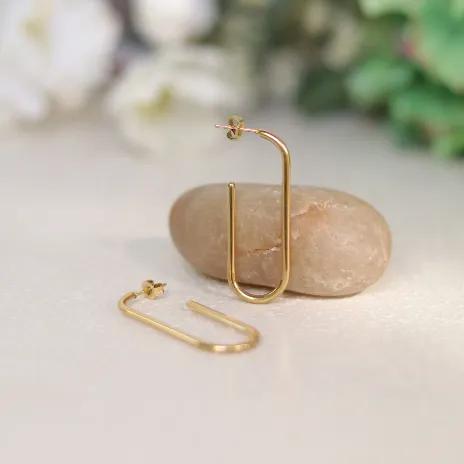 Earrings Jewelvers 18K GoldFilled Rectangular Tube Hoop Earrings Earrings Jewelvers 18K GoldFilled Rectangular Tube Hoop Earrings