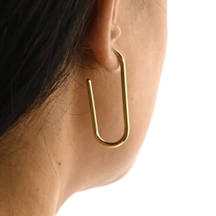 Earrings Jewelvers 18K GoldFilled Rectangular Tube Hoop Earrings Earrings Jewelvers 18K GoldFilled Rectangular Tube Hoop Earrings