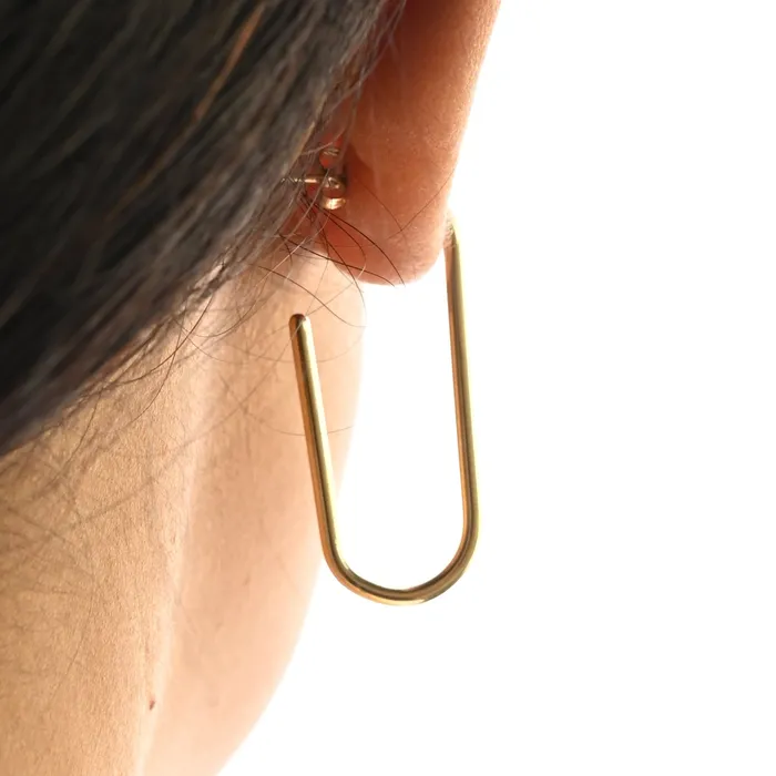 Earrings Jewelvers 18K GoldFilled Rectangular Tube Hoop Earrings Earrings Jewelvers 18K GoldFilled Rectangular Tube Hoop Earrings