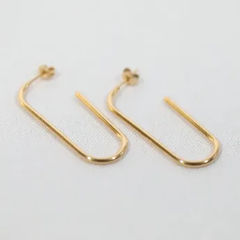 Earrings Jewelvers 18K GoldFilled Rectangular Tube Hoop Earrings Earrings Jewelvers 18K GoldFilled Rectangular Tube Hoop Earrings