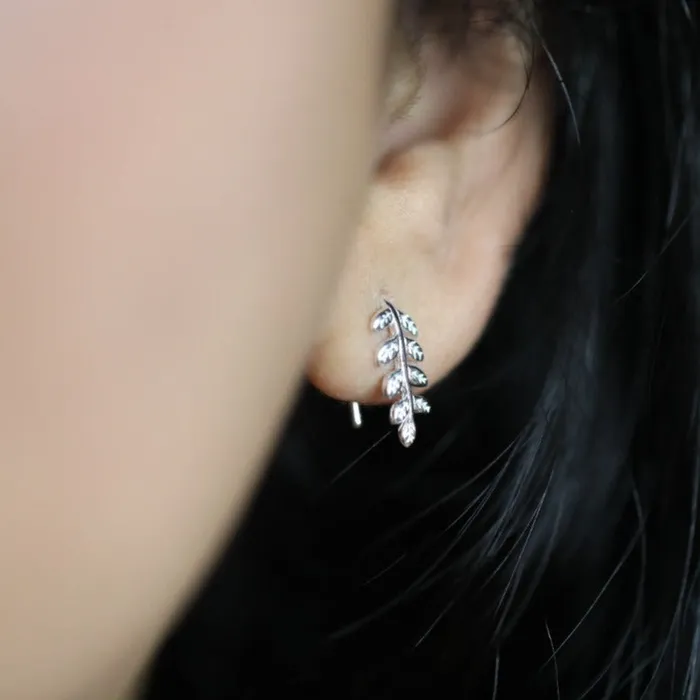Earrings Jewelvers 925 sterling Silver Leaf Threader Earrings