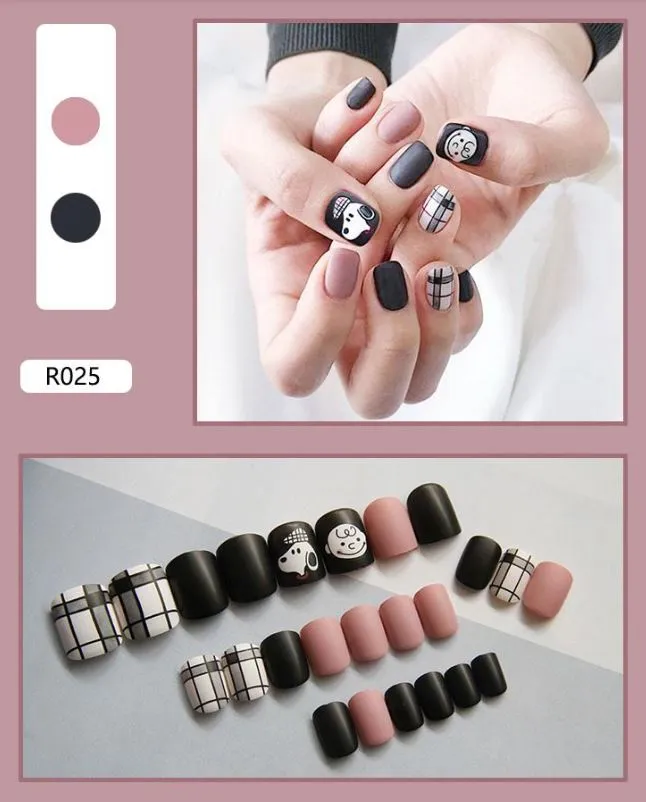 Earrings NS554 Short Square Press On Nails 24 Pieces R025 Polly
