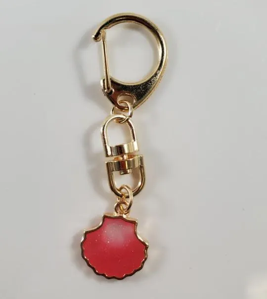 Earrings POLLY L212 Gold Pink Glitter Seashell Zipper Pull