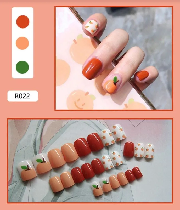 Earrings Polly NS185 Short Press On Nails 24 Pieces R22