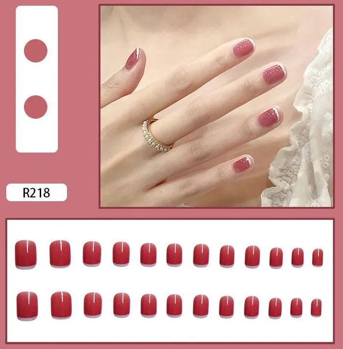 Earrings Polly NS337 Short Square Press On Nails 24 Pieces R218