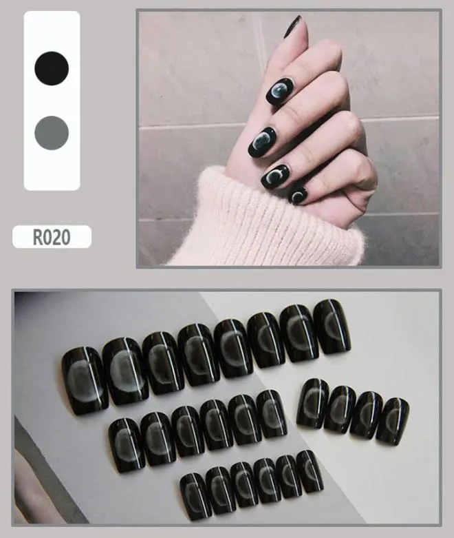 Earrings Polly NS391 Long Square Press On Nails 24 Pieces R020