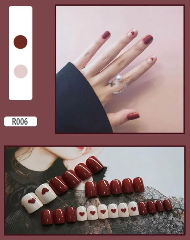 Earrings Polly NS563 Short Square Press On Nails 24 Pieces R006