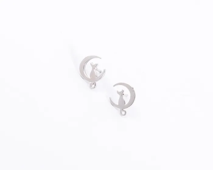 Earrings SMJEL Grace Store Cat in the Moon Studs