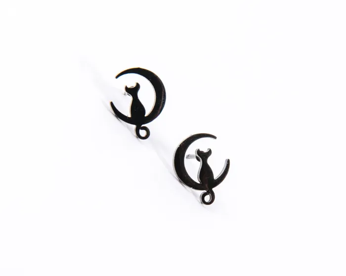 Earrings SMJEL Grace Store Cat in the Moon Studs