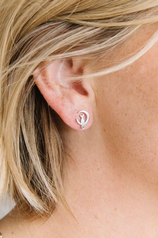 Earrings SMJEL Grace Store Cat in the Moon Studs