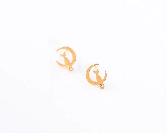 Earrings SMJEL Grace Store Cat in the Moon Studs