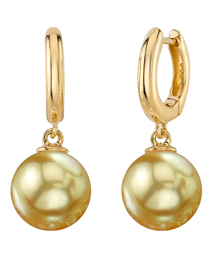 Earrings spt Golden South Sea Pearl Poise Hoop Earrings