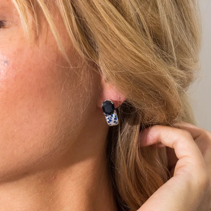 Earrings STORE 5a PREOWNED BLUE SAPPHIRE AND DIAMOND EARRINGS