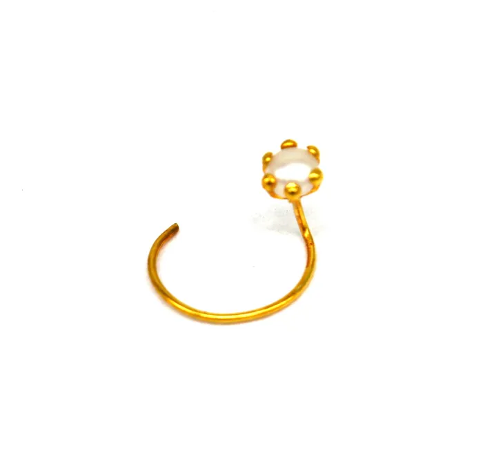 Earrings TRIBAL ORNAMENTS 18 kt yellow fine gold fabulous nose pin excellent single pearl nose pin stunning design gifting gold jewelry for girls womens gnp37 Earrings TRIBAL ORNAMENTS 18 kt yellow fine gold fabulous nose pin excellent single pearl nose pin stunning design gifting gold jewelry for girls womens gnp37