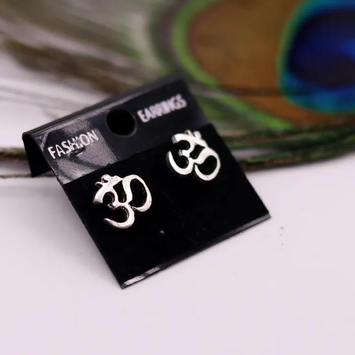 Earrings TRIBAL ORNAMENTS 925 Sterling silver handmade Aum OMstud earring solid silver unisex jewelry from rajasthan india s327 Earrings TRIBAL ORNAMENTS 925 Sterling silver handmade Aum OMstud earring solid silver unisex jewelry from rajasthan india s327
