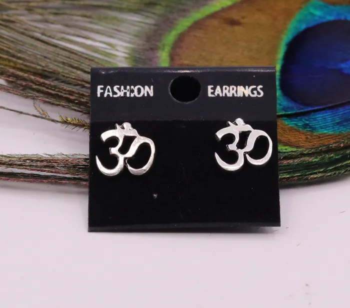 Earrings TRIBAL ORNAMENTS 925 Sterling silver handmade Aum OMstud earring solid silver unisex jewelry from rajasthan india s327 Earrings TRIBAL ORNAMENTS 925 Sterling silver handmade Aum OMstud earring solid silver unisex jewelry from rajasthan india s327