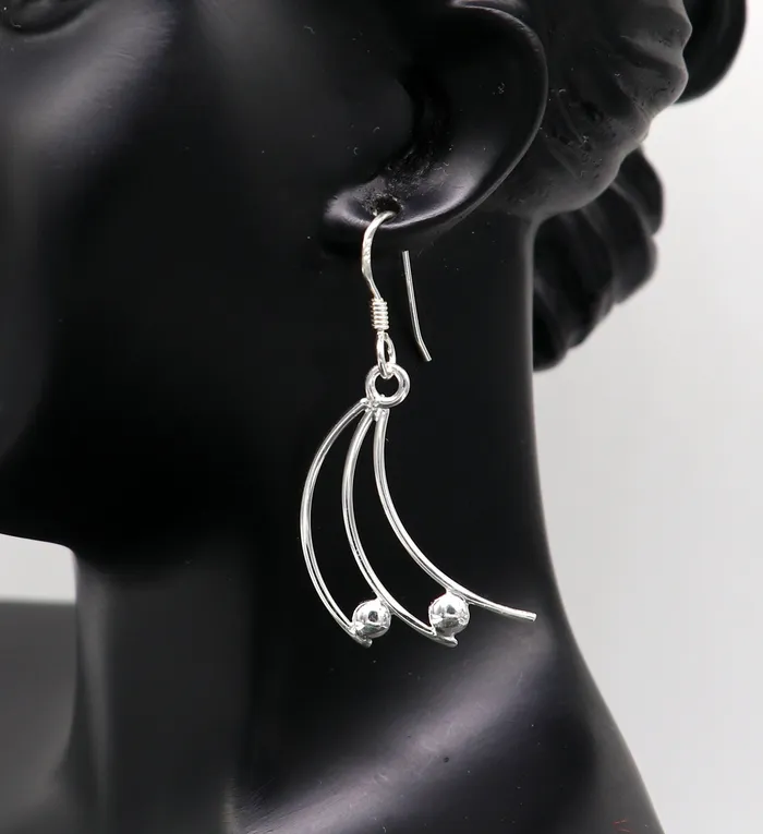 Earrings TRIBAL ORNAMENTS 925 sterling silver handmade unique design dainty elegant plain trendy fancy hoop earring drop dangle geometric earring gift to her ear714 Earrings TRIBAL ORNAMENTS 925 sterling silver handmade unique design dainty elegant plain trendy fancy hoop earring drop dangle geometric earring gift to her ear714