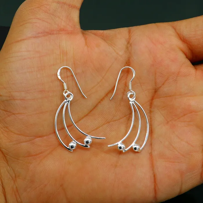 Earrings TRIBAL ORNAMENTS 925 sterling silver handmade unique design dainty elegant plain trendy fancy hoop earring drop dangle geometric earring gift to her ear714 Earrings TRIBAL ORNAMENTS 925 sterling silver handmade unique design dainty elegant plain trendy fancy hoop earring drop dangle geometric earring gift to her ear714