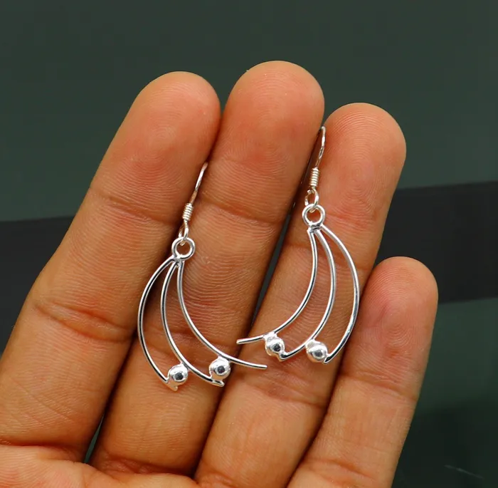 Earrings TRIBAL ORNAMENTS 925 sterling silver handmade unique design dainty elegant plain trendy fancy hoop earring drop dangle geometric earring gift to her ear714 Earrings TRIBAL ORNAMENTS 925 sterling silver handmade unique design dainty elegant plain trendy fancy hoop earring drop dangle geometric earring gift to her ear714